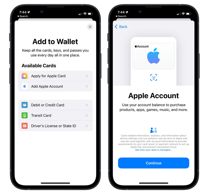 吉林苹果手机维修分享iOS 15.5钱包App如何添加 Apple 账户 